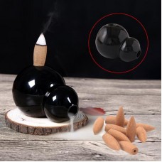 vishine mall-Incense Burner Ceramics Aromatherapy Flow Backwards Black Gourd-Shaped