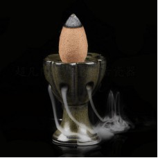 vishine mall-Mini Lotus Ceramic Glaze Incense Burner Holder Backflow Censer Decoration