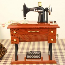 vishine mall-Retro Sewing Machine Musical Box Treadle Vintage Clockwork Style Home Gift Decor