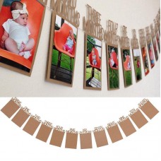 vishine mall-1-12Months 1st Birthday Photo Frame Shower Bunting Banner Party Supply With Rope