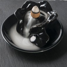 vishine mall-Mini Lotus Ceramic Incense Burner Smoke Backflow Censer Holder Ornaments Home