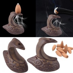 Epoch Incense Burner Ceramics Aromatherapy Smoke Flow Backwards Black Beauty Beautiful