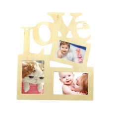 Hollow Love Wooden Family Photo Picture Frame Rahmen Base Art DIYHome Decor (Wood Color)