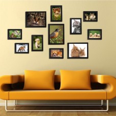 11Pcs Wall Hanging Photo Frame Set Family Picture Display Modern Art Home Decor Black
