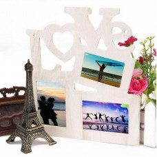3 in 1 Photo Frame Hollow Love Wooden White Base DIY Picture FrameArt Decor