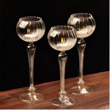 PerfectWorld Ready Stock Europea-style Decor Glass Candle Holder Candlestick Light Goblet Flower Fashion