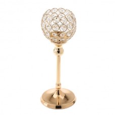 BolehDeals 30cm Crystal Globe Pillar Wedding Centerpiece VotiveCandle Holder Lamp-Gold