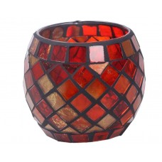 leegoal Mosaic Glass Tea Light Votive Candle Holders CandleholderStand (Red)