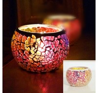 European colorful mosaic glass candle holder romantic candlelightdinner decorative furnishings candle cup to send candle 3, freeshipping