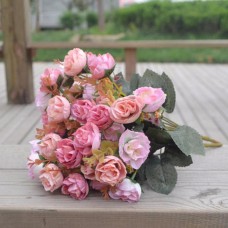 New 42 Head Artificial Plastic Rose Wedding Bouquet Home Decor Silk Flower 2pcs