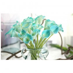 Home Wedding Garden Decor Artificial Fake Flower  Calla lily Bouquet(Blue)