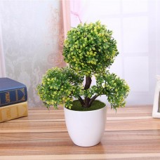 Artificial Plastic Trigeminal Flower Potted Bonsai Fake Plants as Decorations Color:yellow
