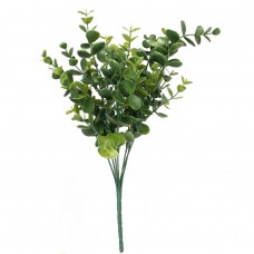 One x Green Artificial Plastic Large Leaves Plant 7 BranchesEucalyptus Grass For Home Wedding Decor