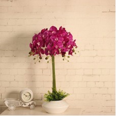 Wedding Party Home Decor Artificial Flowers Butterfly OrchidPhalaenopsis Floral Bouquet Rose Red