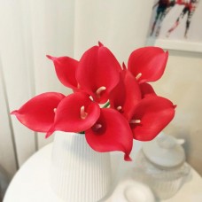Home Wedding Garden Decor Artificial Fake Flower  Calla lily Bouquet(Red)