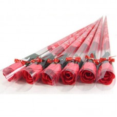 Fang Fang New 5pcs Bath Body Artificial Flower Soap Rose WeddingParty Decor Valentines Gift(Red)