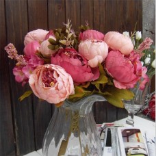 1 Bouquet Elegant Peony Flowers Fake Leaf Home Wedding Party Decor Decoration