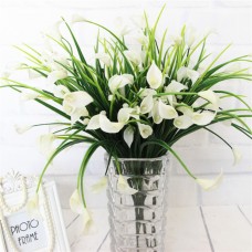 25 Heads/bouquet Mini Artificial Calla with Leaf Silk Fake LilyAquatic Plants Home Room Decoration Flower