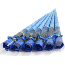 Fang Fang New 5pcs Bath Body Artificial Flower Soap Rose WeddingParty Decor Valentines Gift(Blue)